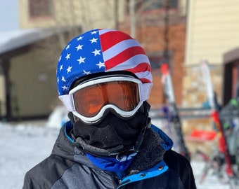 USA flag ski  helmet cover, snowboard gift, couvre casque ski Evercover, universal size