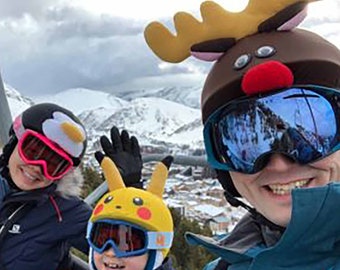 Rudolph the Reindeer Evercover ski helmet cover, snowboard, bike, skate riding helmet cover, ideal gift for Christmas