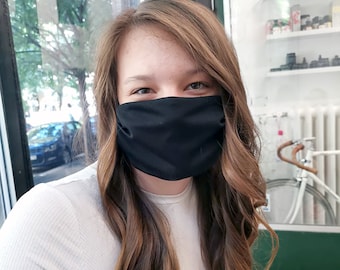 Black OR  White Face Mask, Eco-Friendly White Face Mask for Bride, Adjustable Elastic Ties, Washable & Reusable, 100% Cotton Fabric Mask