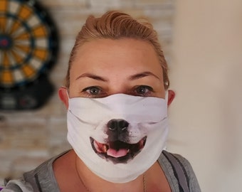 Doggy Face Mask, Face Mask with Nose Wire and Filter Pocket, Washable, Gift for family