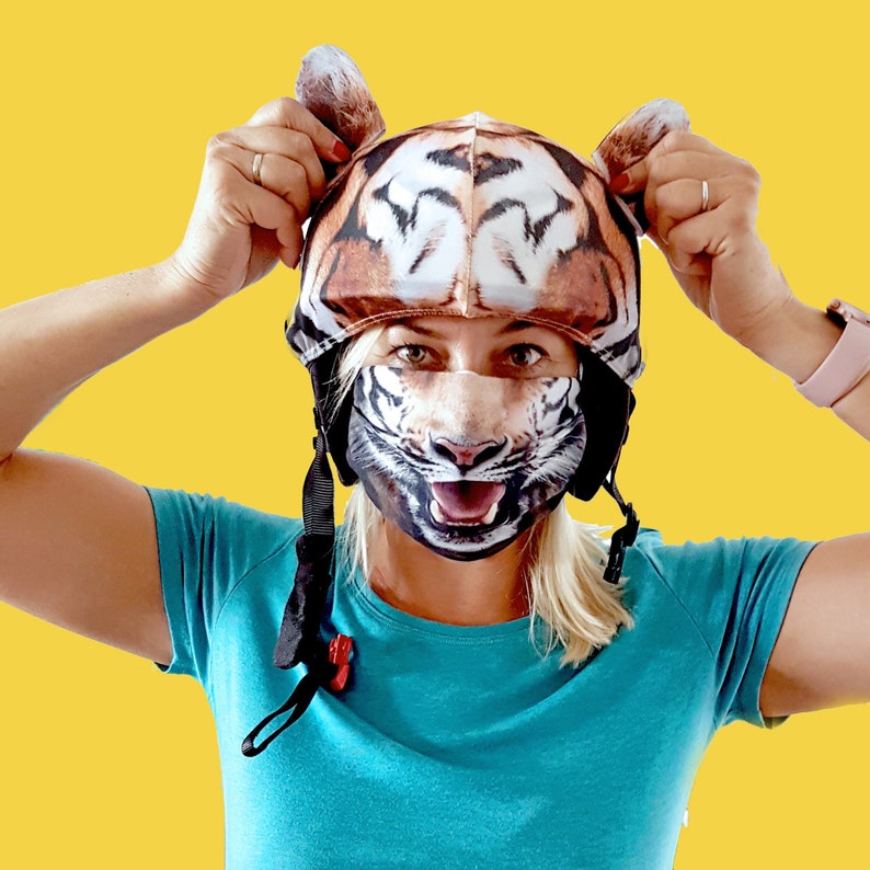 Tiger Helmet Cover and Face Mask Ski Helmet Cover Bikers Etsy