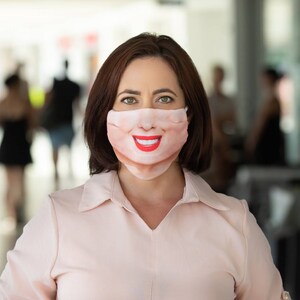 RADIANT SMILE WOMAN Face Mask, Funny Face Mask with Filter Pocket and Nose Wire, adjustable ear loops image 4