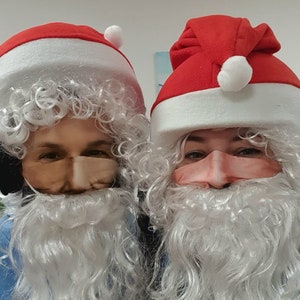 Santa Claus Costume, Santa beard with helmet cover and wig, Christmas costume