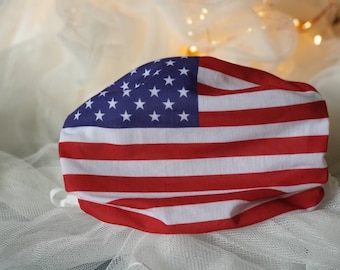 American Flag Face Mask, USA FLAG mouth mask, Washable & Reusable, With Nose Wire and Filter Pocket