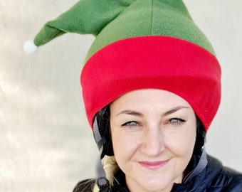 Green Christmas Elf, Elves ski helmet cover, snowboard helmet cover, Christmas gift for her, gift for family