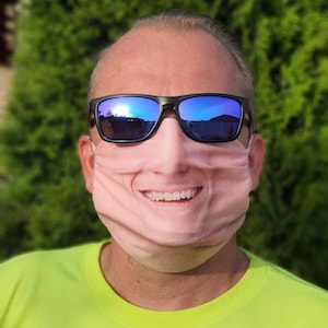 Designer Face Mask for Men, Smile Face Mask for Men, Cool Face Mask, Reusable, Washable With Filter Pocket, HANDSOME SMILE MAN