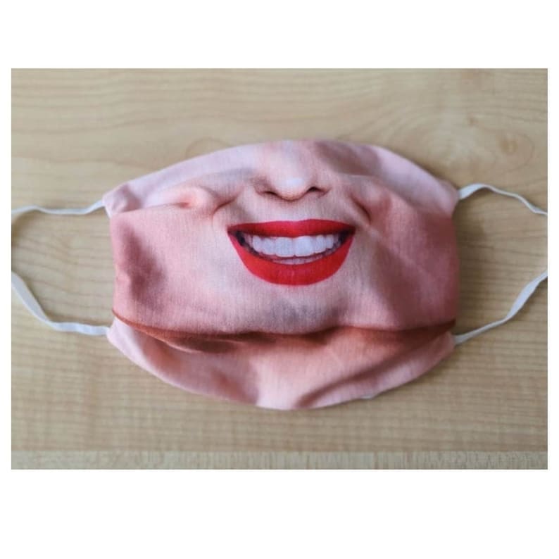 RADIANT SMILE WOMAN Face Mask, Funny Face Mask with Filter Pocket and Nose Wire, adjustable ear loops image 6