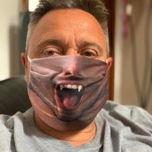 Vampire Face Mask for Halloween, Creepy Face Mask Men, Halloween Face Mask, Washable Reusable Breathable