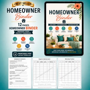 Home Organizer Binder, Household Binder, Emergency Binder, Home Documents Organizer, Home Management Planner PDF