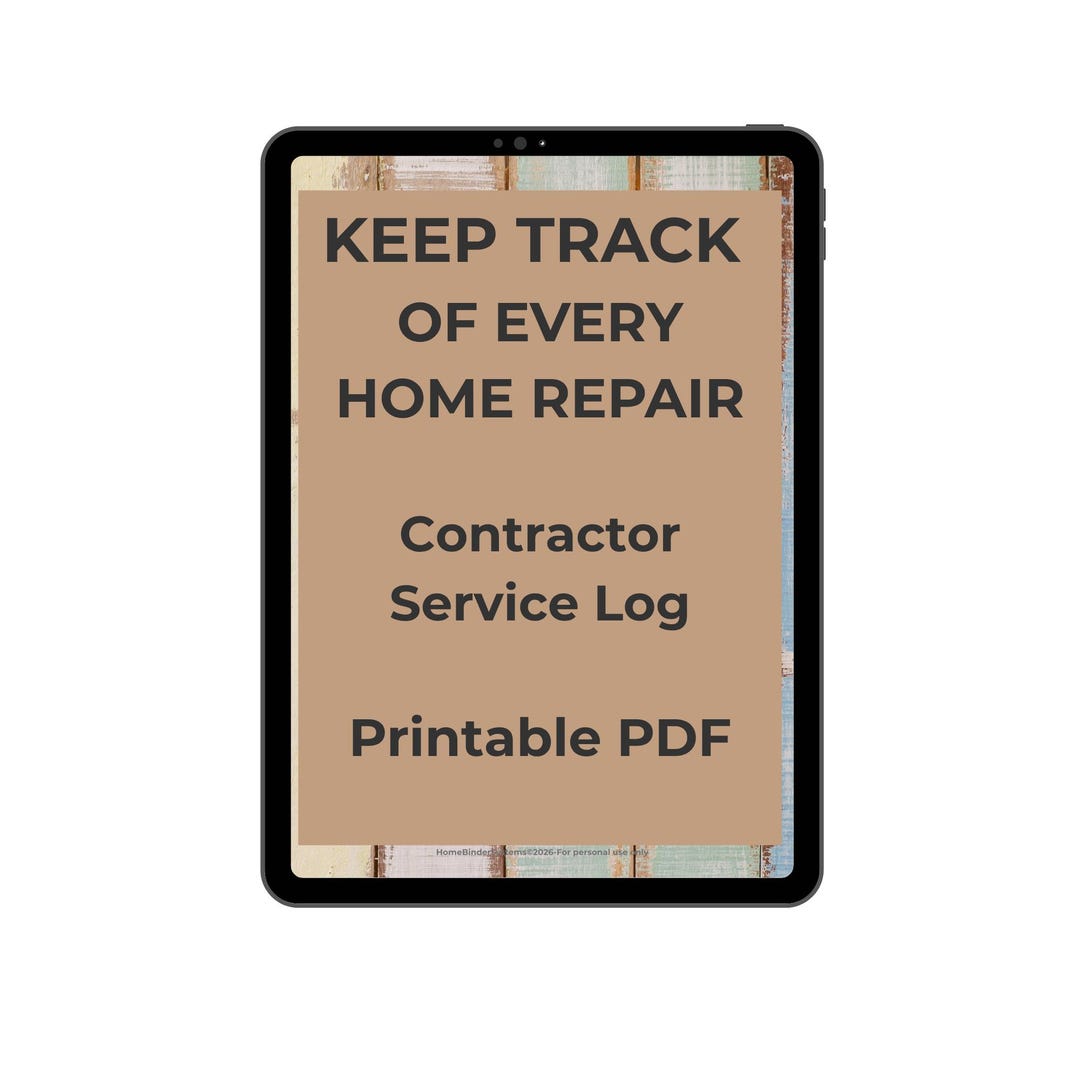 Servicetracker Pdf Contractor Service Log Printable | Home Repair Tracker | Service Record ...