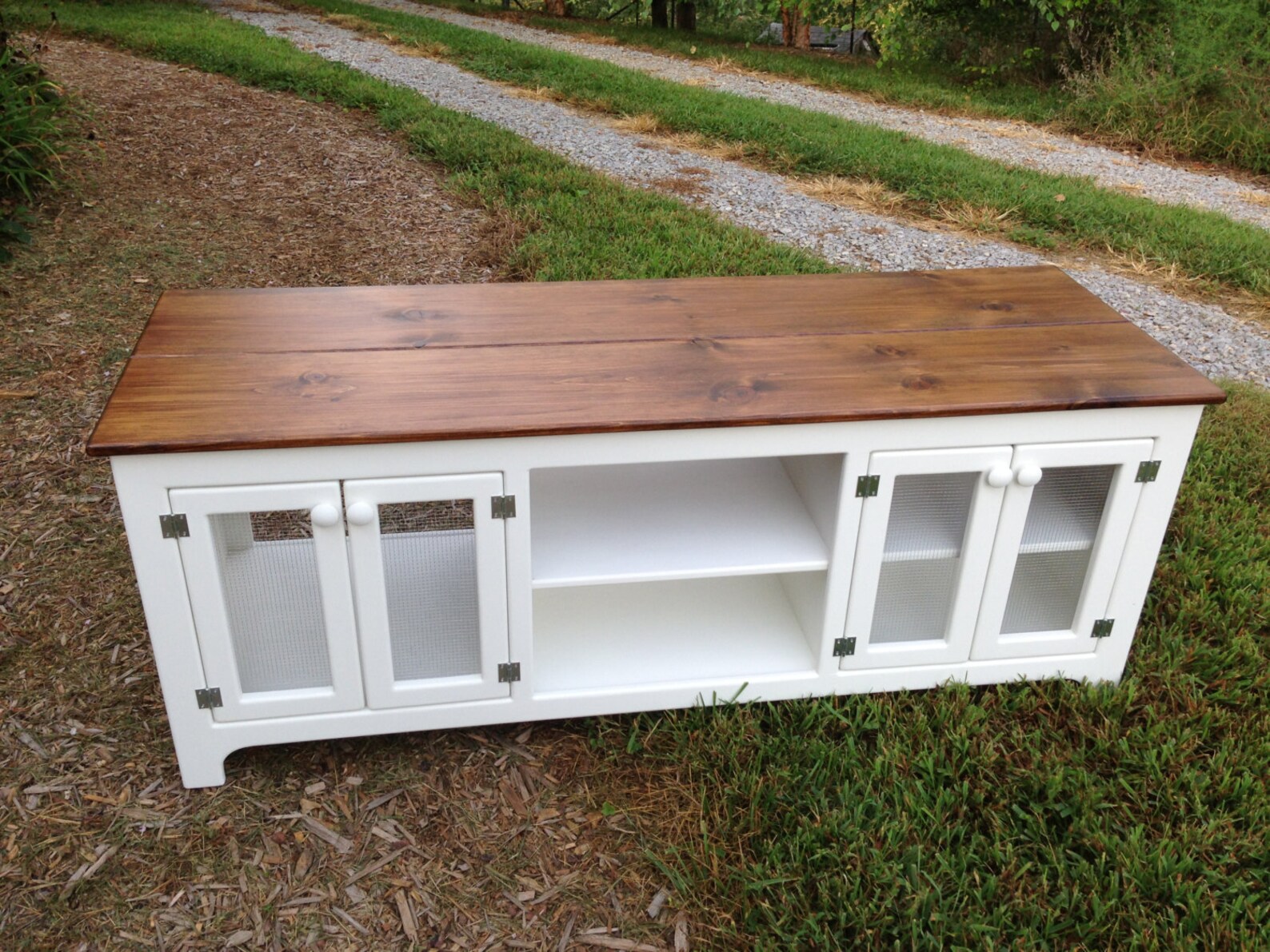 Rustic TV Stand White Media Console Etsy
