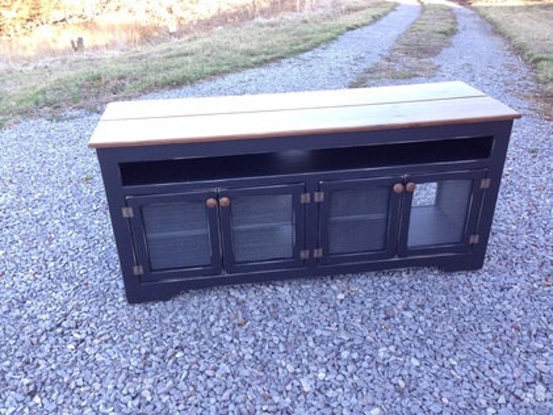 Rustic Media Console Black TV Stand Customized Media Etsy