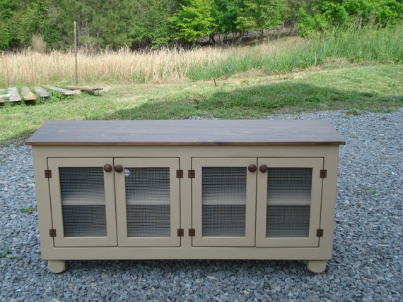 Rustic Media Console Distressed Tv Stand Media Cabinet Etsy