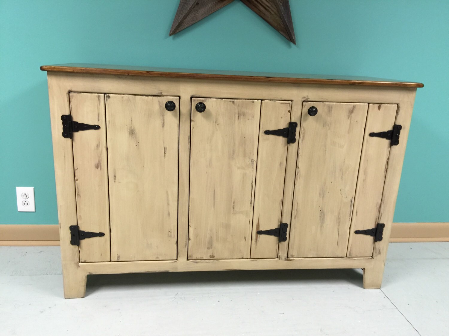 Primitive Buffet Aged Media Console Kountry Kupboards Etsy