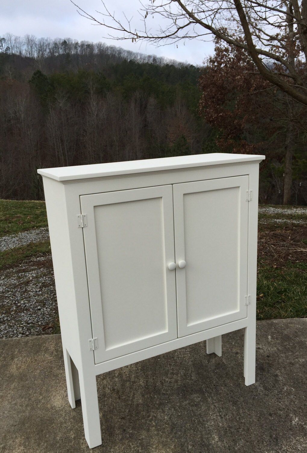 White Shabby Chic Media Console Rustic TV Stand Vintage Etsy