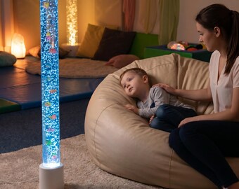 47.3in LED Bubble Tube Sensory Room Toy Kids Gift Nursery Home Decor Calming Lamp School Clinics Therapy Water Feature Faux Fish Display