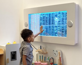 Large Sensory Bubble Wall with Bluetooth Speaker, 4ft LED Water Panel for Autism ADHD Calming Corner, Wall Mounted Mood Light with Remote