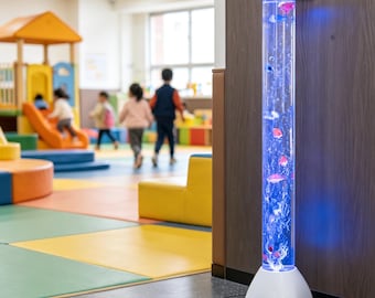 Trapezoidal LED Bubble Tube Sensory Room Kids Toy Gift Nursery Home Decor School Clinics Therapy Lamp Calming Water Faux Fish Aquarium Light
