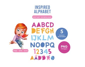 A For Adley にインスパイアされたアルファベット、A For Adley にインスパイアされたフォント、クリップアート ユニコーン フォント、SVG 文字、DIY プロジェクト用のカラフルなアルファベット、デジタル D