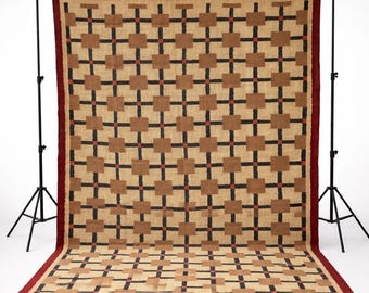 Handwoven Wool Jute Rug – Geometric Pattern, Scandinavian Style, Earth Tones