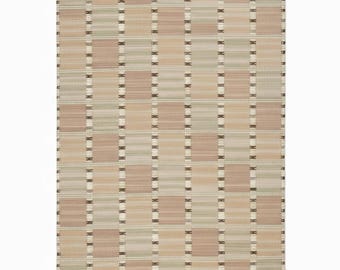 Beige Swedish Kilim Rug, Handwoven Wool Flatweave Area Rug, Scandinavian Geometric Carpet