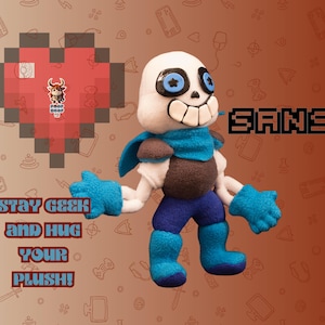 UnderSwap Sans Plush, Undertale Indi Game Character, OOAK Handmade Collectible, Unique Custom Design