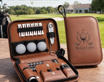 Set de regalo de golf personalizado para hombres, kit de accesorios de golf de cuero personalizados, regalos de golf para papá, esposo y novio.