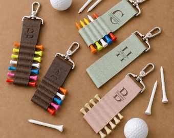 Personalized Golf Tee Holder, Custom Engraved Leather Golf Tee Strap, Golfer Gift, Golf Accessories