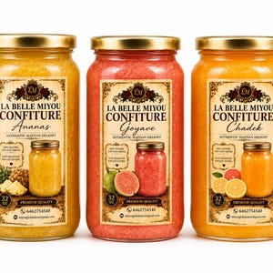 Haitian Fruit Preserves | Guava, Pineapple, Grapefruit Confiture (16 oz)