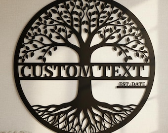 Op maat gemaakt metalen wanddecoratiebord, gepersonaliseerde ronde metalen wanddecoratie, modern metalen buitenbord, housewarmingcadeau, bord met eigen naam