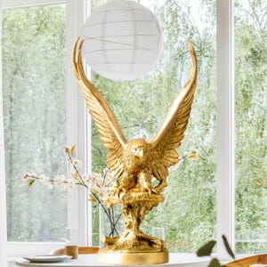 Handcrafted Bronze Eagle Sculpture, 31.5" Large Fine Art Statue for Luxury Home, Garden, Estate, and Collector Display