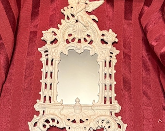 Metal Victorian Tabletop Mirror (or frame) with Cherub – RARE (Item #DC031)