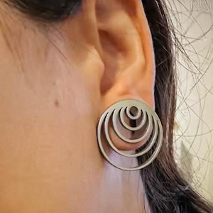 Layered Spiral Ear Gauges, Geometric Stretched Earring, Stainless Steel Conch Hoops