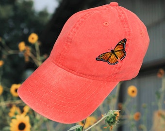 Monarch Butterfly Embroidered Baseball Cap,