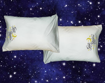 Embroidered "Sweet Dreams" Set of Pillowcases - Gift Idea - His and Hers