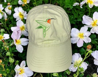 Hummingbird Embroidered Baseball Cap,