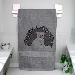 Embroidered Bathroom Hand towel with Embossed Bear, Gift Idea