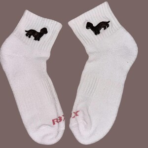 Ladies Socks with Cute Embroidered Dachshund, Quarter Socks, Fun Socks, Gift Idea