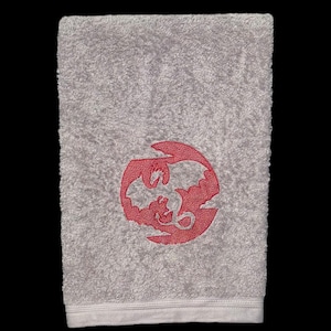 Embroidered Bathroom Hand towel with Embossed Dragon, Bathroom Decor, Gift Idea
