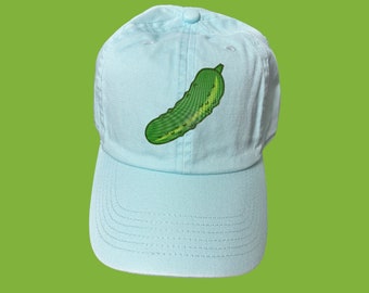 Sweet Pickle, Light Teal, Embroidered Baseball Cap