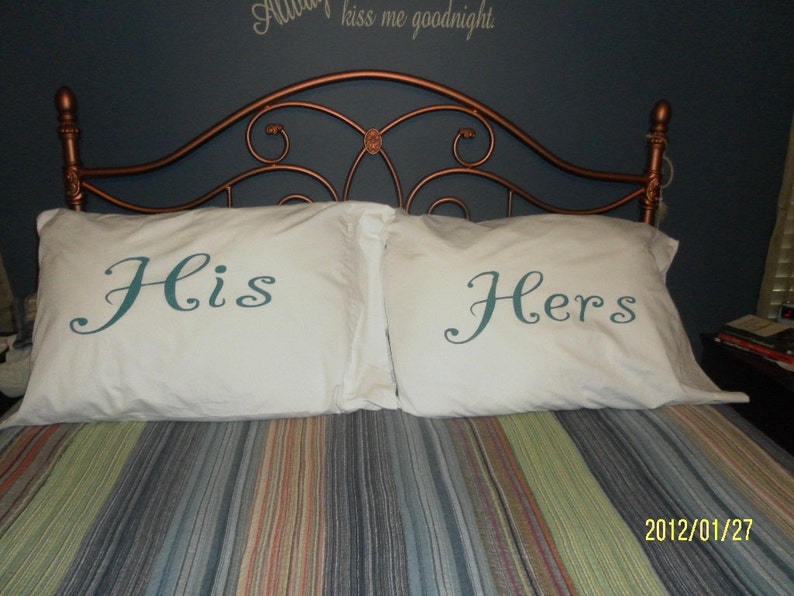 His & Hers Standard/Queen Pillow Cases for Your New Bedroom Etsy