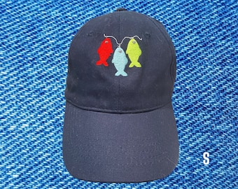 Fish on Fish Line Embroidered Ladies Baseball Cap