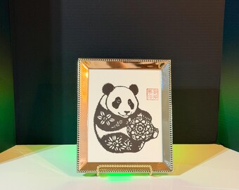 Panda Paper Cut Art, Traditional Framed Nursery Decor
