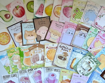 Kawaii Sticky Notes Bundle, Assorted Journaling Supplies, Scrapbook Stationery Set