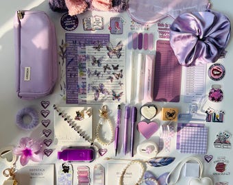 Pacchetto mistero a tema libri viola, confezione regalo di articoli di cancelleria per innamorati, pacchetto accogliente per lettori