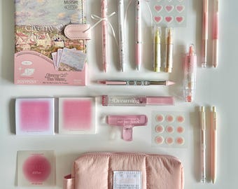 Pink Stationery Bookish Bundle, Waterloo Bridge Notebook, Journal Kit, Pens, Stickers