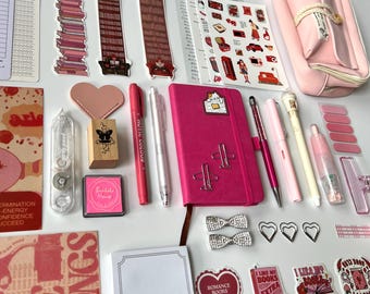 Pink stationery bookish bundle, journal kit, scrapbook supplies for book lover