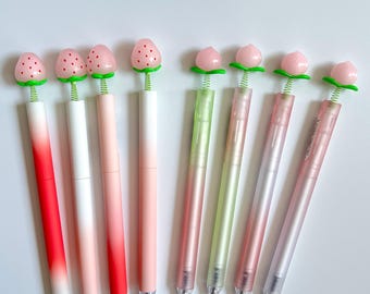 Strawberry Peach Gel Pen: Kawaii Pastel Writing Stationery (Journaling Supplies)