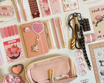Pink Stationery Bundle, Journaling Set, Stickers, Pens, Washi Tape, Planner Supplies