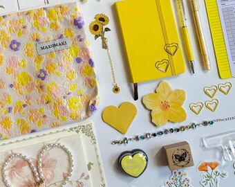 Yellow bookish bundle, stationery gift set, journaling kit, scrapbook supplies